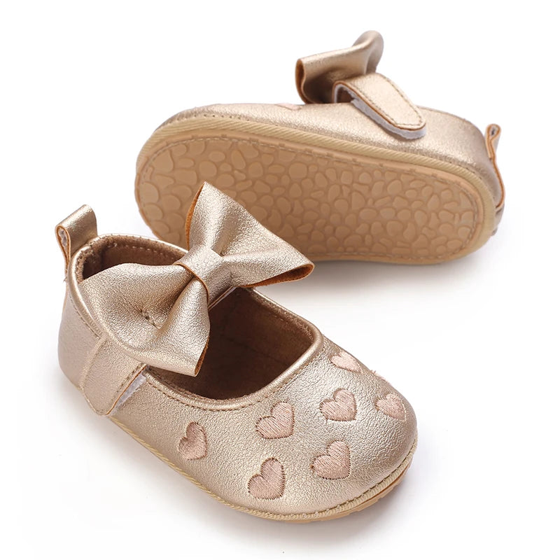 Chaussures Princesse Bébé Fille – Semelle Antidérapante, Dentelle & Nœud, 0-18 Mois