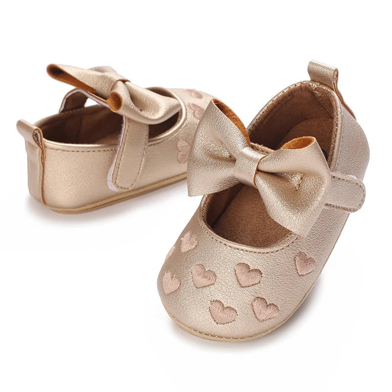 Chaussures Princesse Bébé Fille – Semelle Antidérapante, Dentelle & Nœud, 0-18 Mois