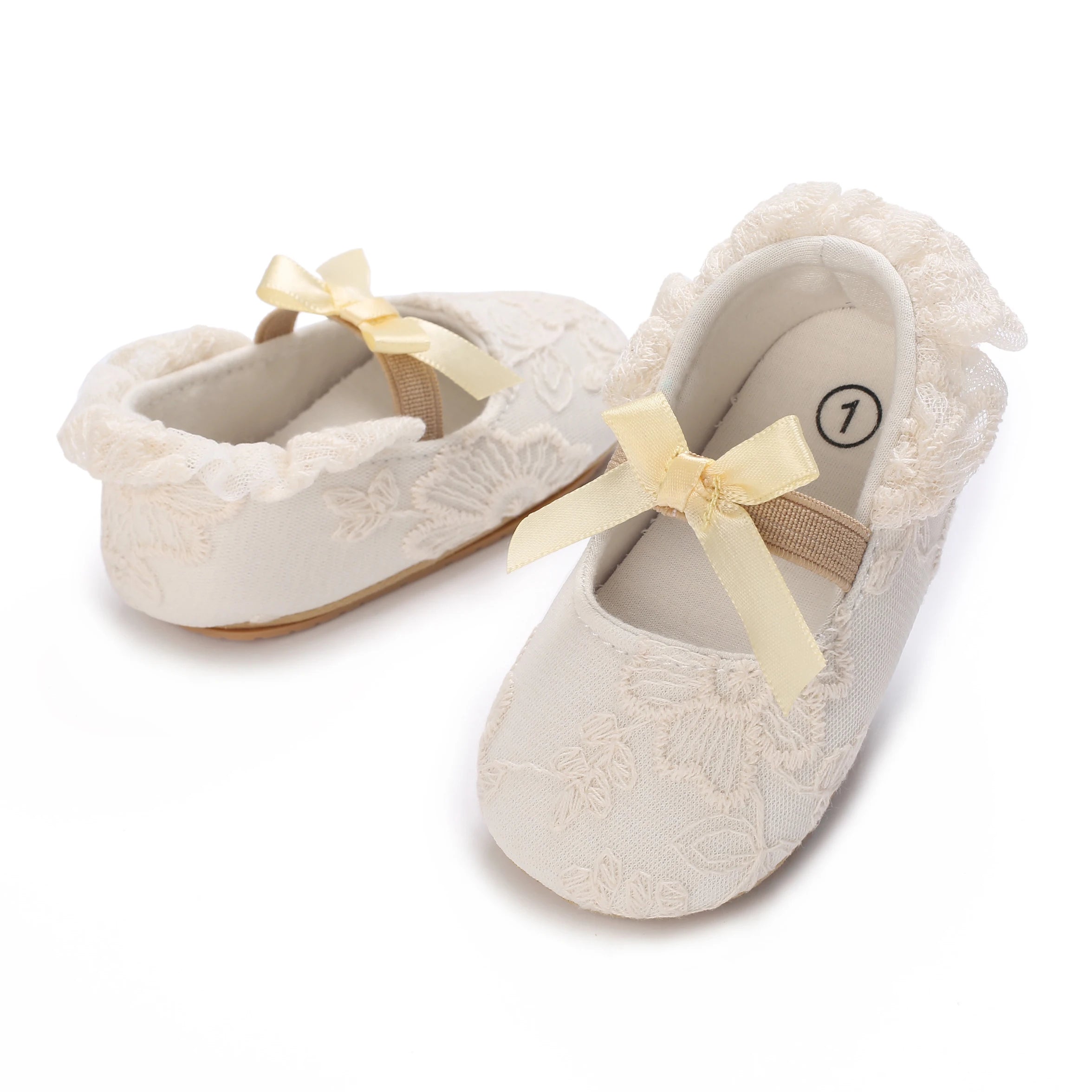 Chaussures Princesse Bébé Fille – Semelle Antidérapante, Dentelle & Nœud, 0-18 Mois