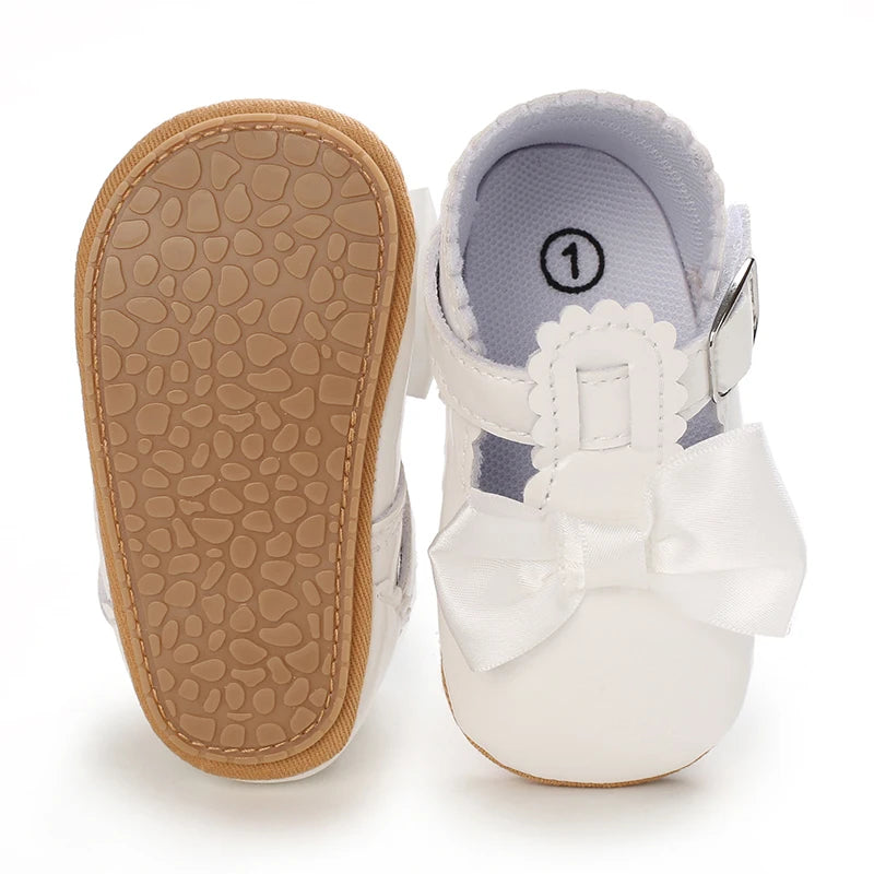 Chaussures Princesse Bébé Fille – Semelle Antidérapante, Dentelle & Nœud, 0-18 Mois