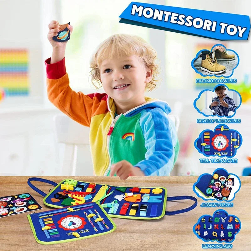 Livre Sensoriel Montessori 📚 – Jouet Éducatif Silencieux pour Enfants en Voyage