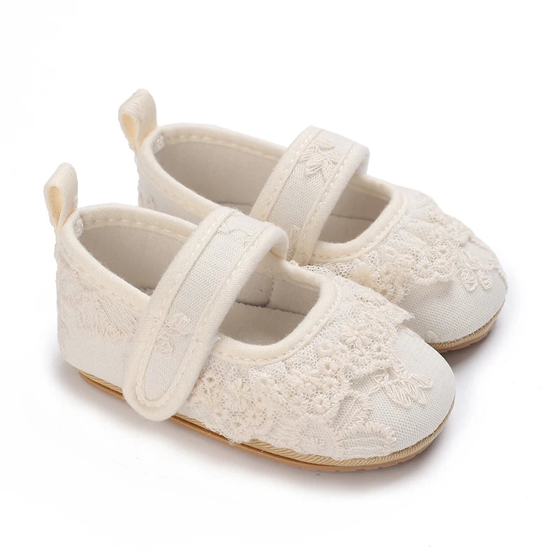 Chaussures Princesse Bébé Fille – Semelle Antidérapante, Dentelle & Nœud, 0-18 Mois