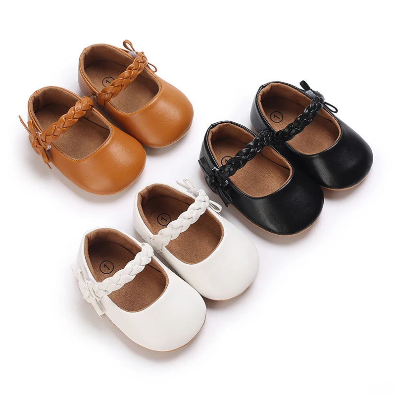 Chaussures Princesse Bébé Fille – Semelle Antidérapante, Dentelle & Nœud, 0-18 Mois