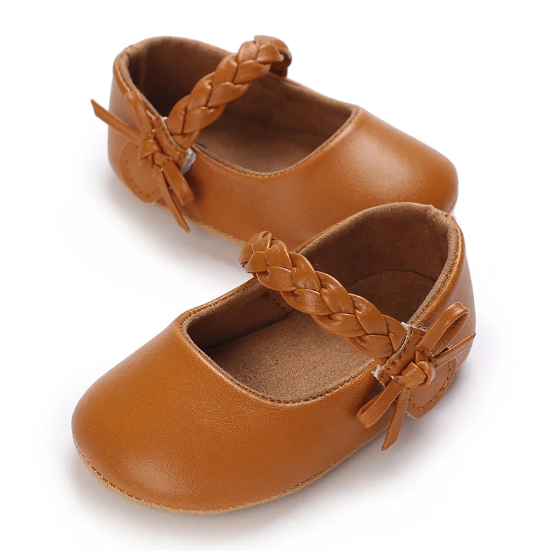 Chaussures Princesse Bébé Fille – Semelle Antidérapante, Dentelle & Nœud, 0-18 Mois
