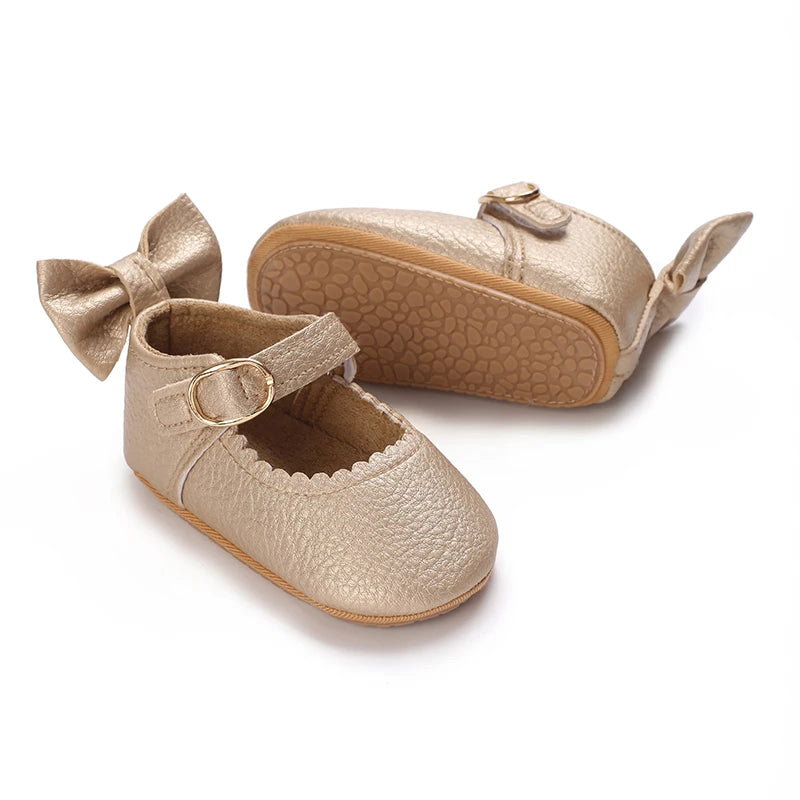 Chaussures Princesse Bébé Fille – Semelle Antidérapante, Dentelle & Nœud, 0-18 Mois