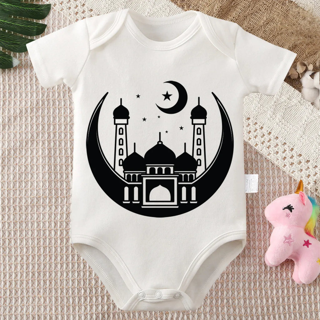 Body Bébé 100% Coton – Imprimé Lune Ramadan 0-12 Mois