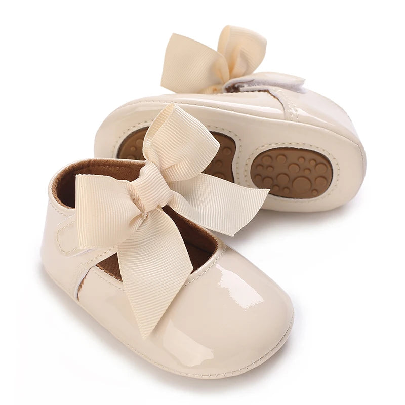 Chaussures Princesse Bébé Fille – Semelle Antidérapante, Dentelle & Nœud, 0-18 Mois
