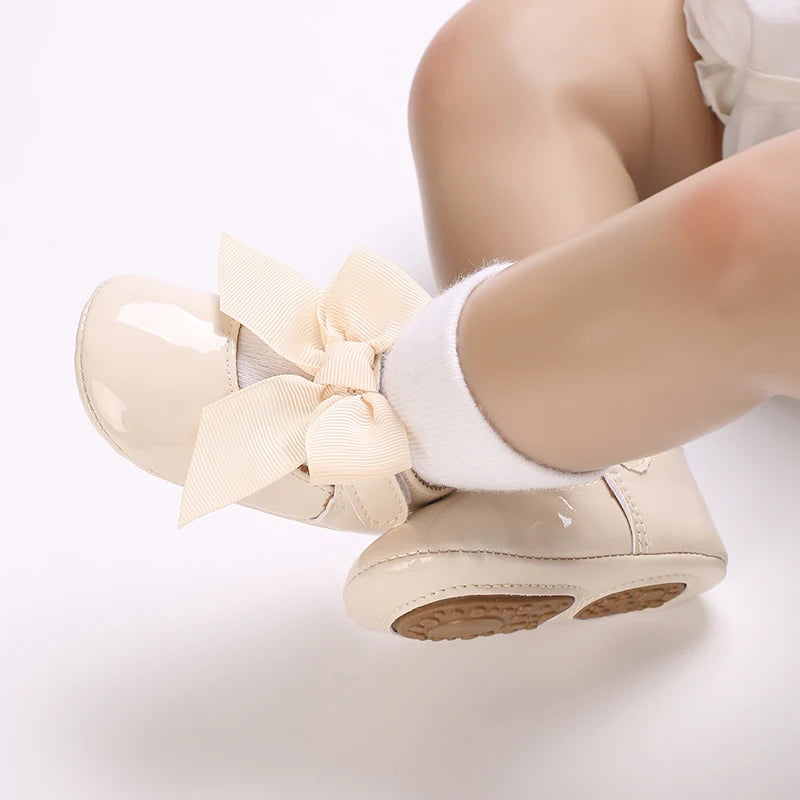 Chaussures Princesse Bébé Fille – Semelle Antidérapante, Dentelle & Nœud, 0-18 Mois