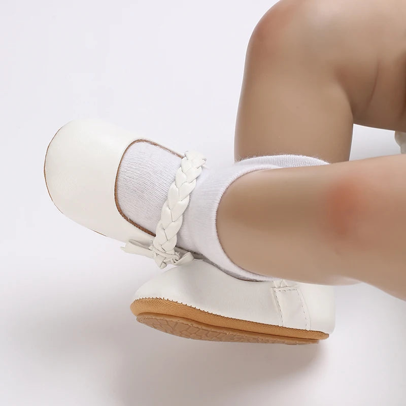 Chaussures Princesse Bébé Fille – Semelle Antidérapante, Dentelle & Nœud, 0-18 Mois