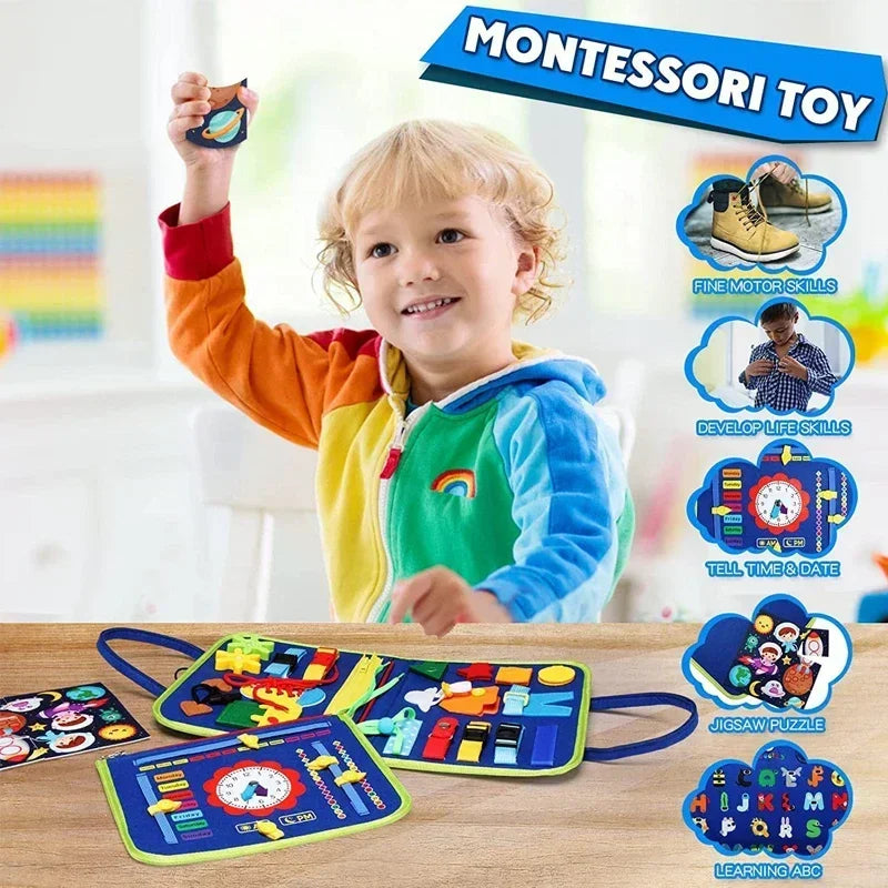 Livre Sensoriel Montessori 📚 – Jouet Éducatif Silencieux pour Enfants en Voyage