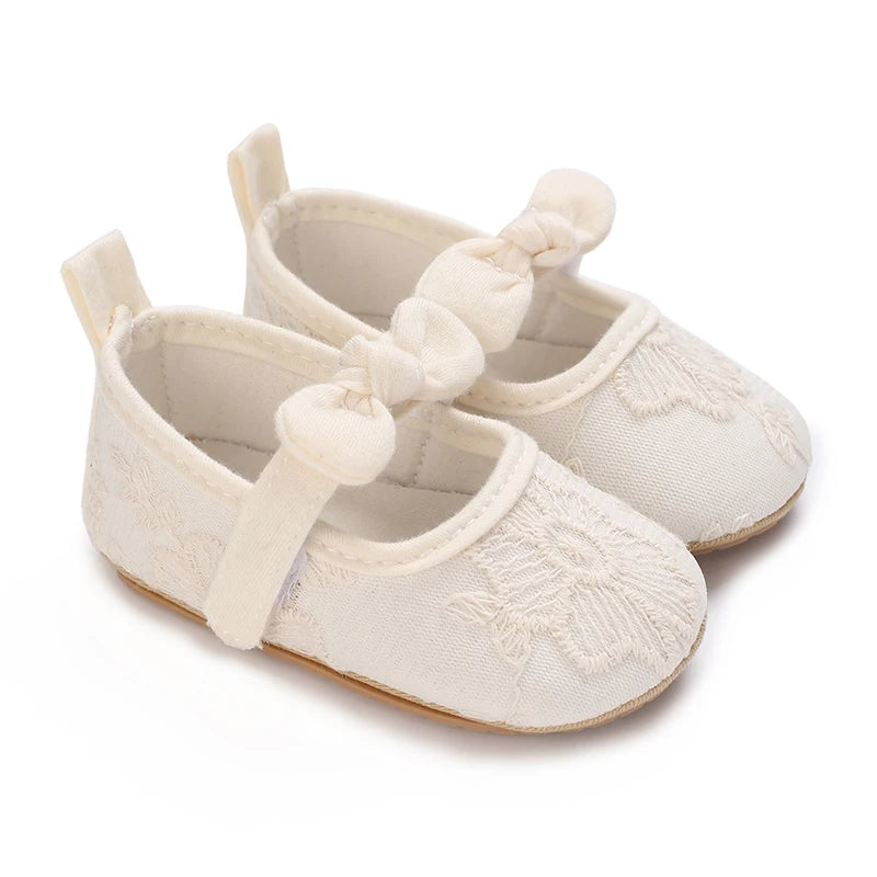 Chaussures Princesse Bébé Fille – Semelle Antidérapante, Dentelle & Nœud, 0-18 Mois