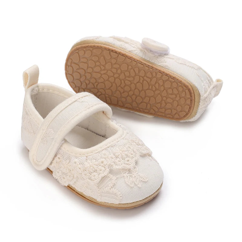Chaussures Princesse Bébé Fille – Semelle Antidérapante, Dentelle & Nœud, 0-18 Mois