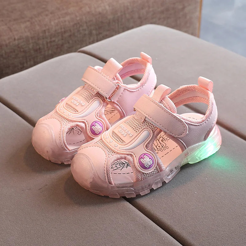 Sandales LED Lumineuses Enfant – Semelle Souple, Motifs Cartoon, Unisexe, 1-3 Ans