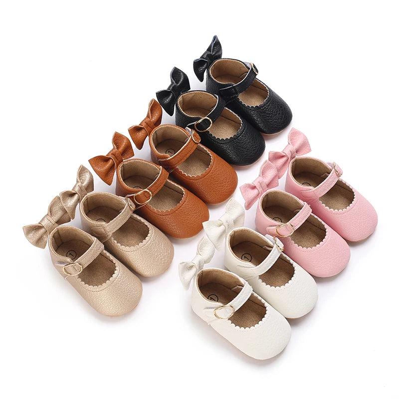 Chaussures Princesse Bébé Fille – Semelle Antidérapante, Dentelle & Nœud, 0-18 Mois