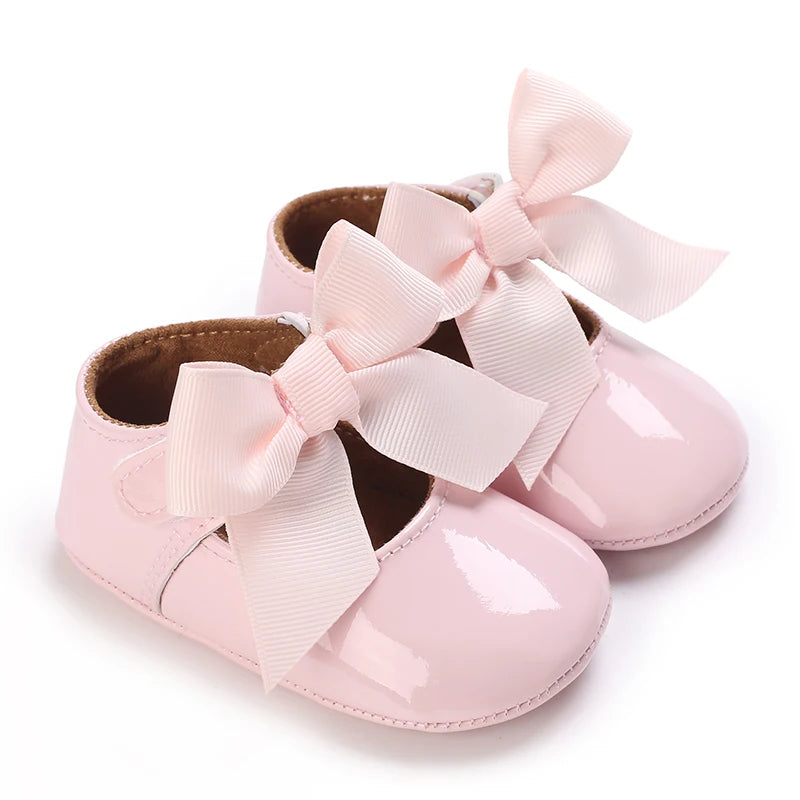 Chaussures Princesse Bébé Fille – Semelle Antidérapante, Dentelle & Nœud, 0-18 Mois