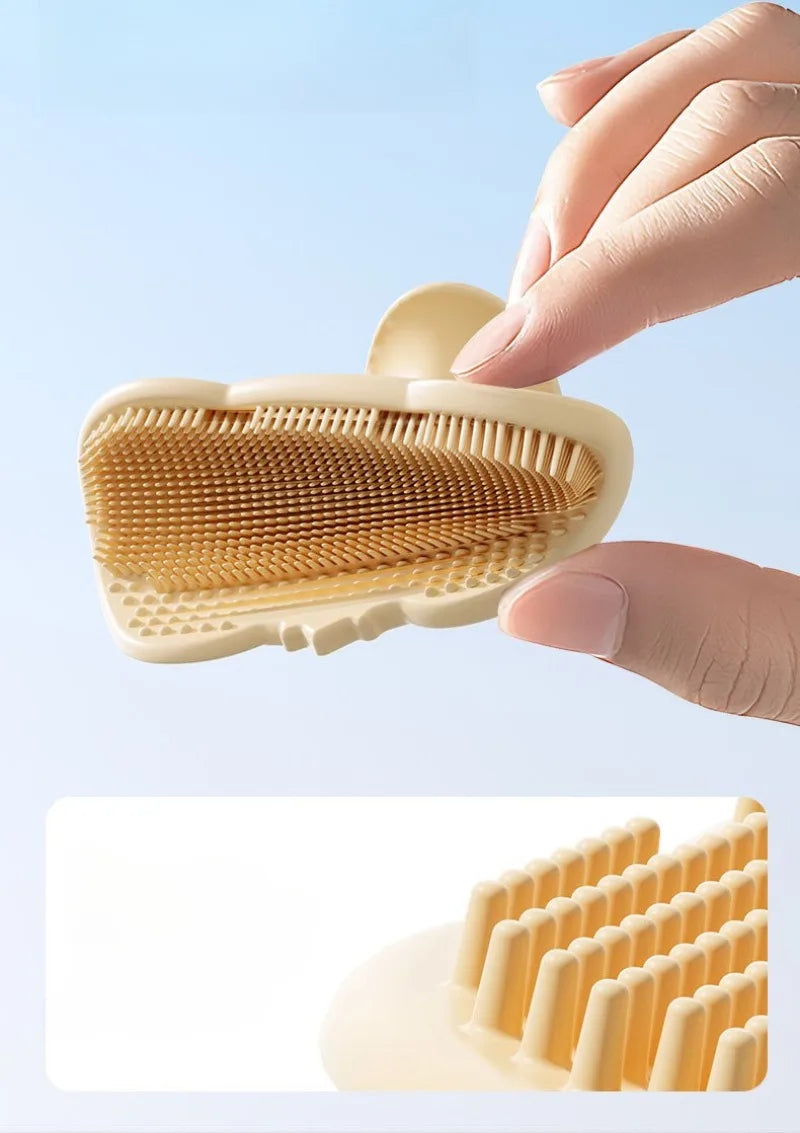 Brosse de Bain Bébé en Silicone – Peigne Massant Cuir Chevelu Nouveau-Né