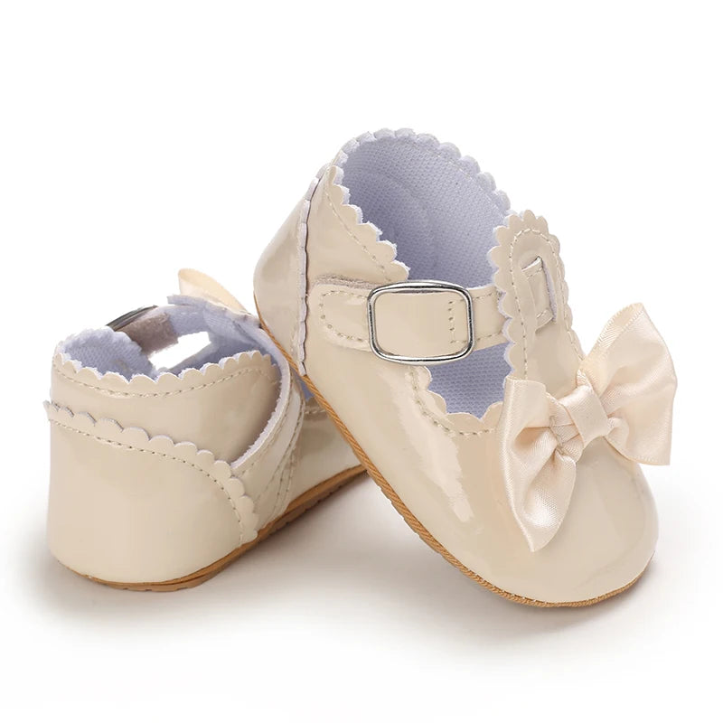 Chaussures Princesse Bébé Fille – Semelle Antidérapante, Dentelle & Nœud, 0-18 Mois