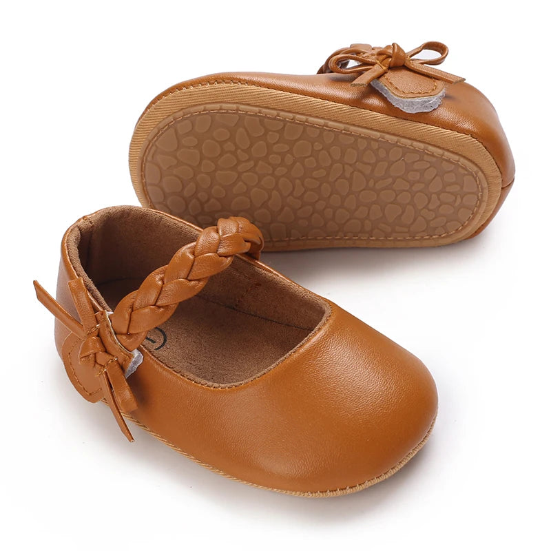 Chaussures Princesse Bébé Fille – Semelle Antidérapante, Dentelle & Nœud, 0-18 Mois