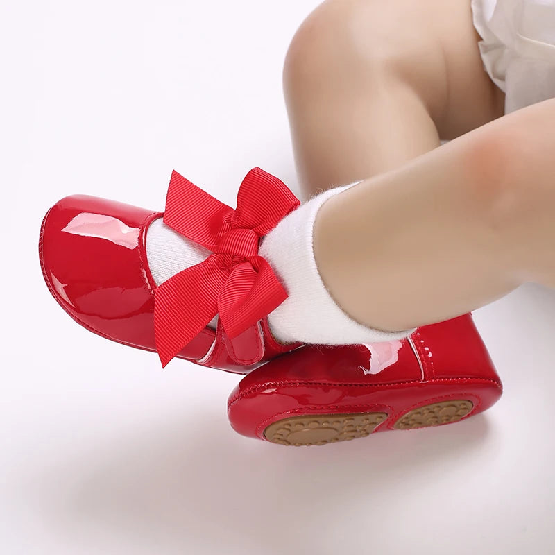 Chaussures Princesse Bébé Fille – Semelle Antidérapante, Dentelle & Nœud, 0-18 Mois