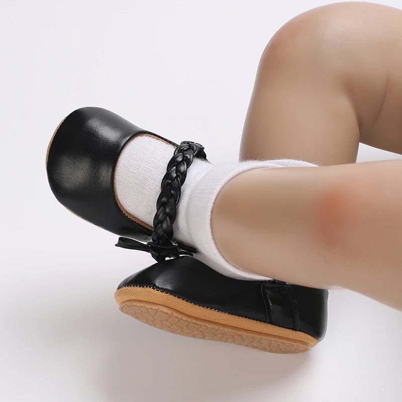 Chaussures Princesse Bébé Fille – Semelle Antidérapante, Dentelle & Nœud, 0-18 Mois