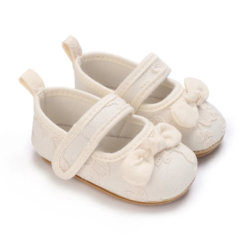 Chaussures Princesse Bébé Fille – Semelle Antidérapante, Dentelle & Nœud, 0-18 Mois