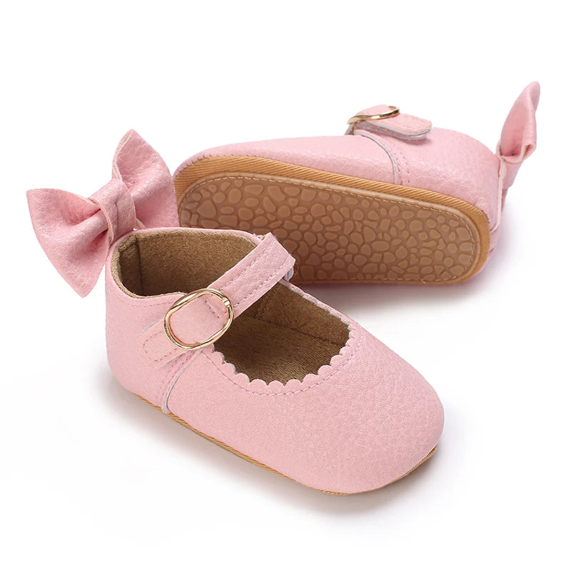Chaussures Princesse Bébé Fille – Semelle Antidérapante, Dentelle & Nœud, 0-18 Mois