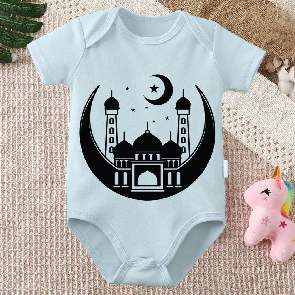 Body Bébé 100% Coton – Imprimé Lune Ramadan 0-12 Mois