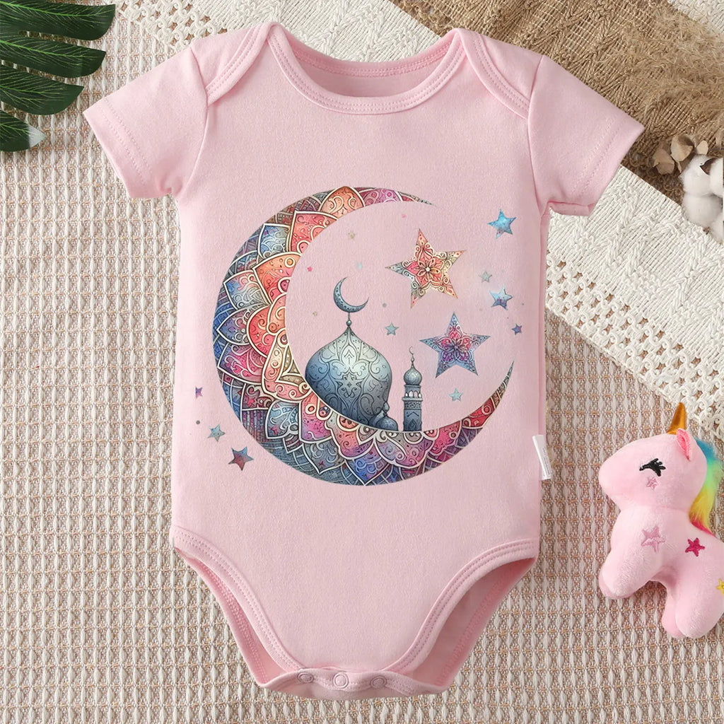 Body Bébé 100% Coton – Imprimé Lune Ramadan 0-12 Mois