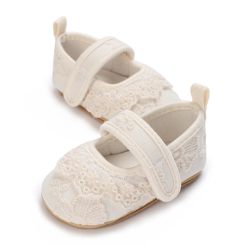 Chaussures Princesse Bébé Fille – Semelle Antidérapante, Dentelle & Nœud, 0-18 Mois