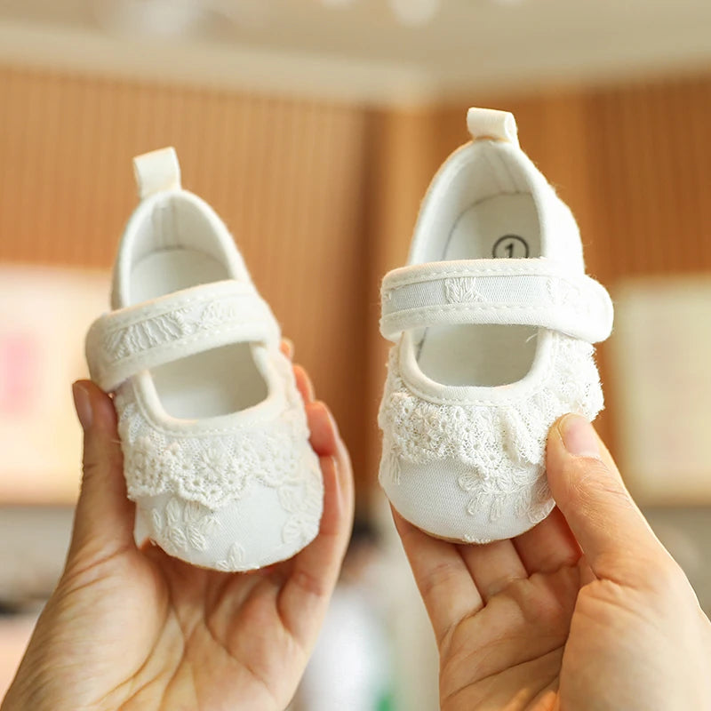 Chaussures Princesse Bébé Fille – Semelle Antidérapante, Dentelle & Nœud, 0-18 Mois