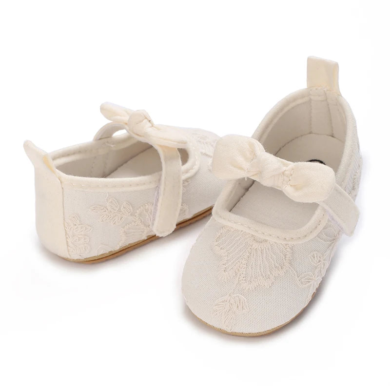 Chaussures Princesse Bébé Fille – Semelle Antidérapante, Dentelle & Nœud, 0-18 Mois