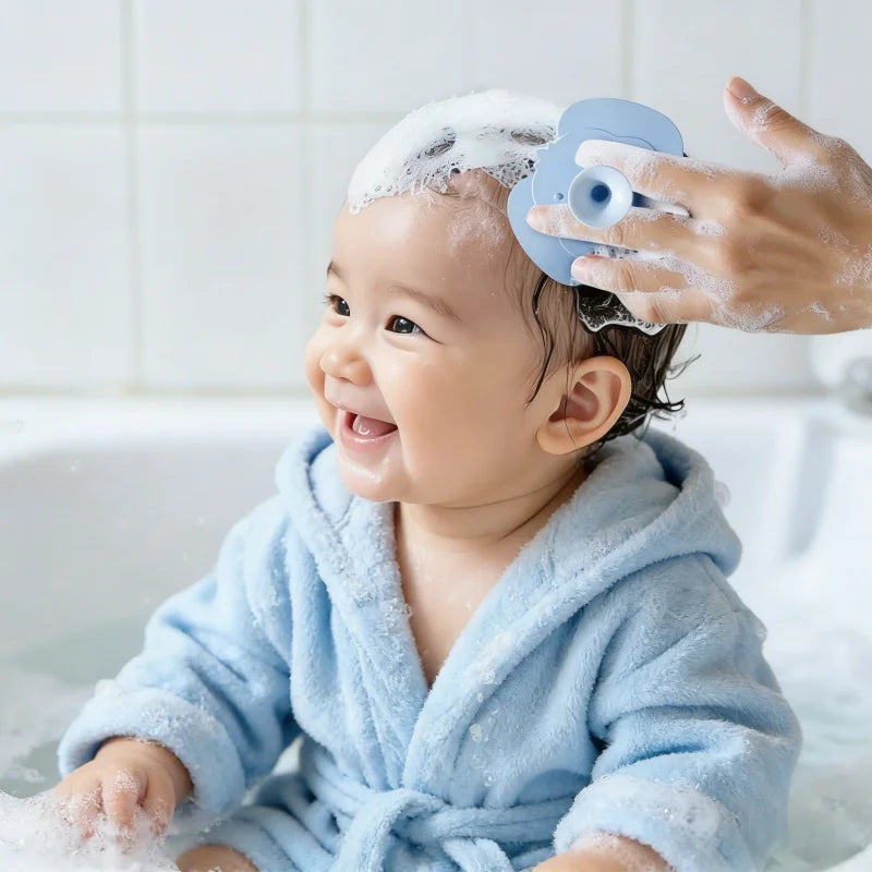 Brosse de Bain Bébé en Silicone – Peigne Massant Cuir Chevelu Nouveau-Né