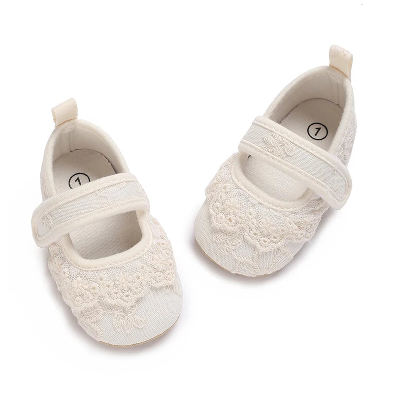 Chaussures Princesse Bébé Fille – Semelle Antidérapante, Dentelle & Nœud, 0-18 Mois