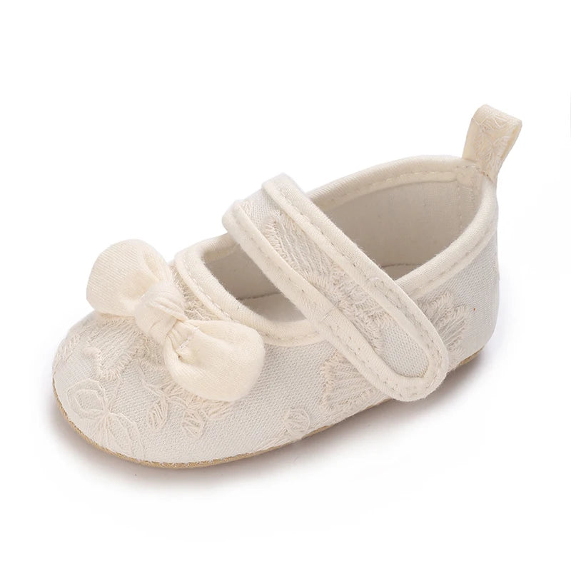 Chaussures Princesse Bébé Fille – Semelle Antidérapante, Dentelle & Nœud, 0-18 Mois