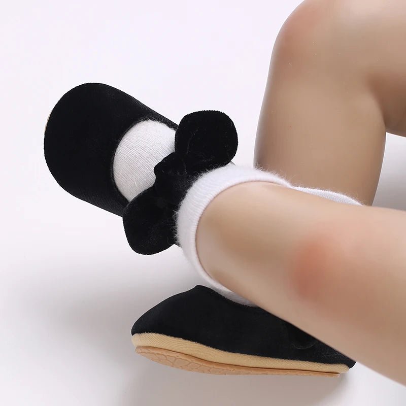 Chaussures Princesse Bébé Fille – Semelle Antidérapante, Dentelle & Nœud, 0-18 Mois