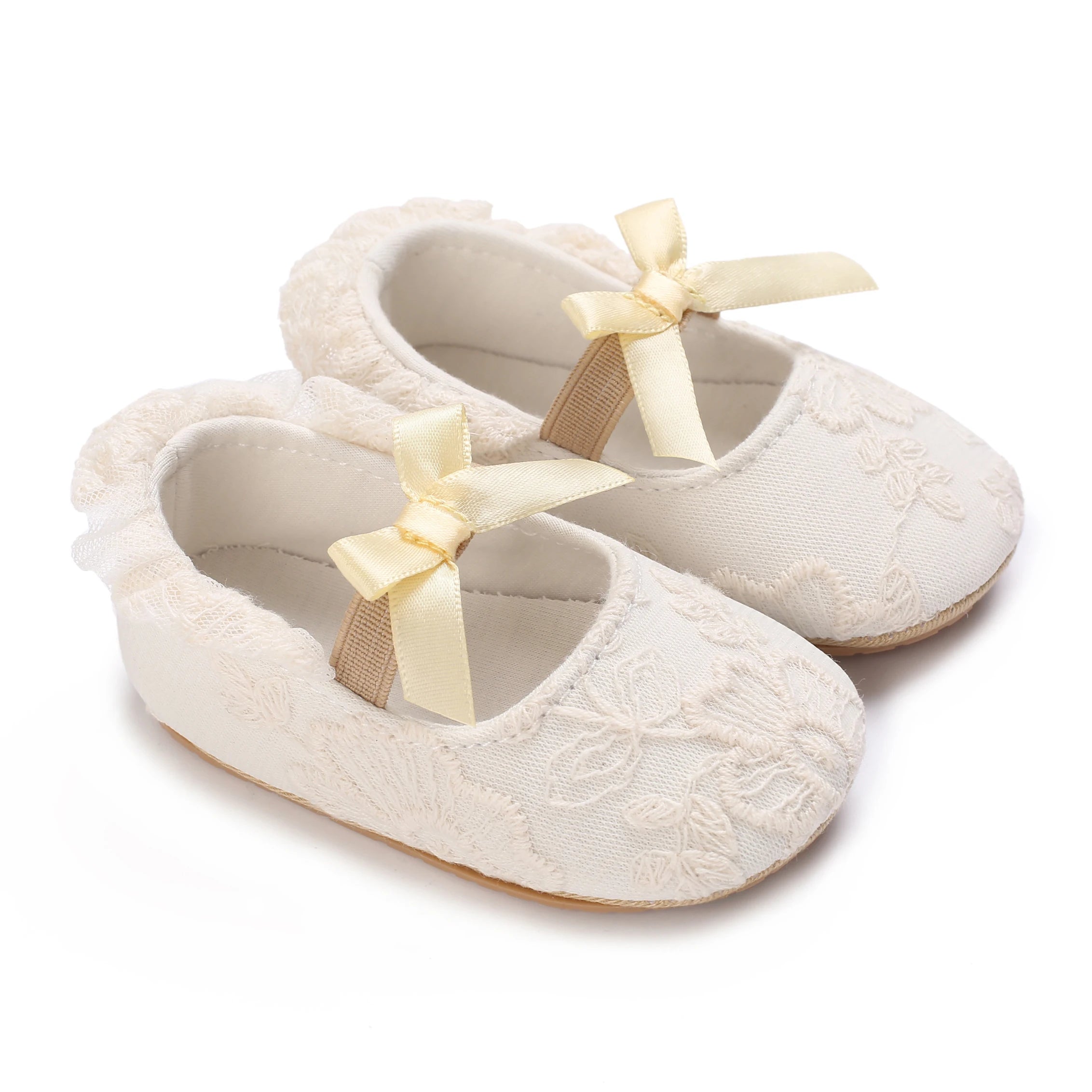 Chaussures Princesse Bébé Fille – Semelle Antidérapante, Dentelle & Nœud, 0-18 Mois
