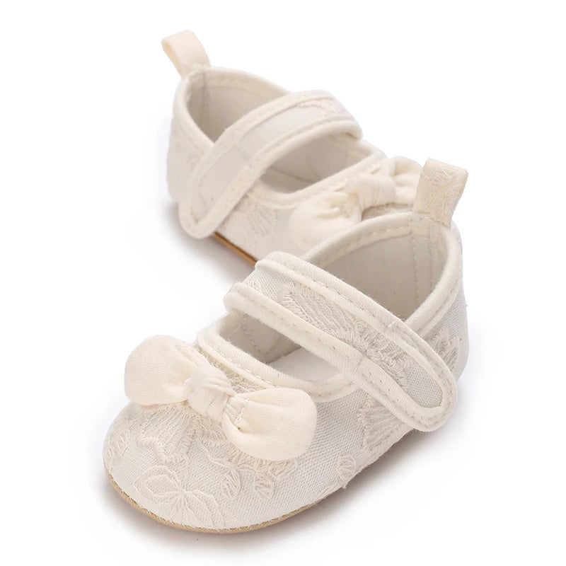 Chaussures Princesse Bébé Fille – Semelle Antidérapante, Dentelle & Nœud, 0-18 Mois