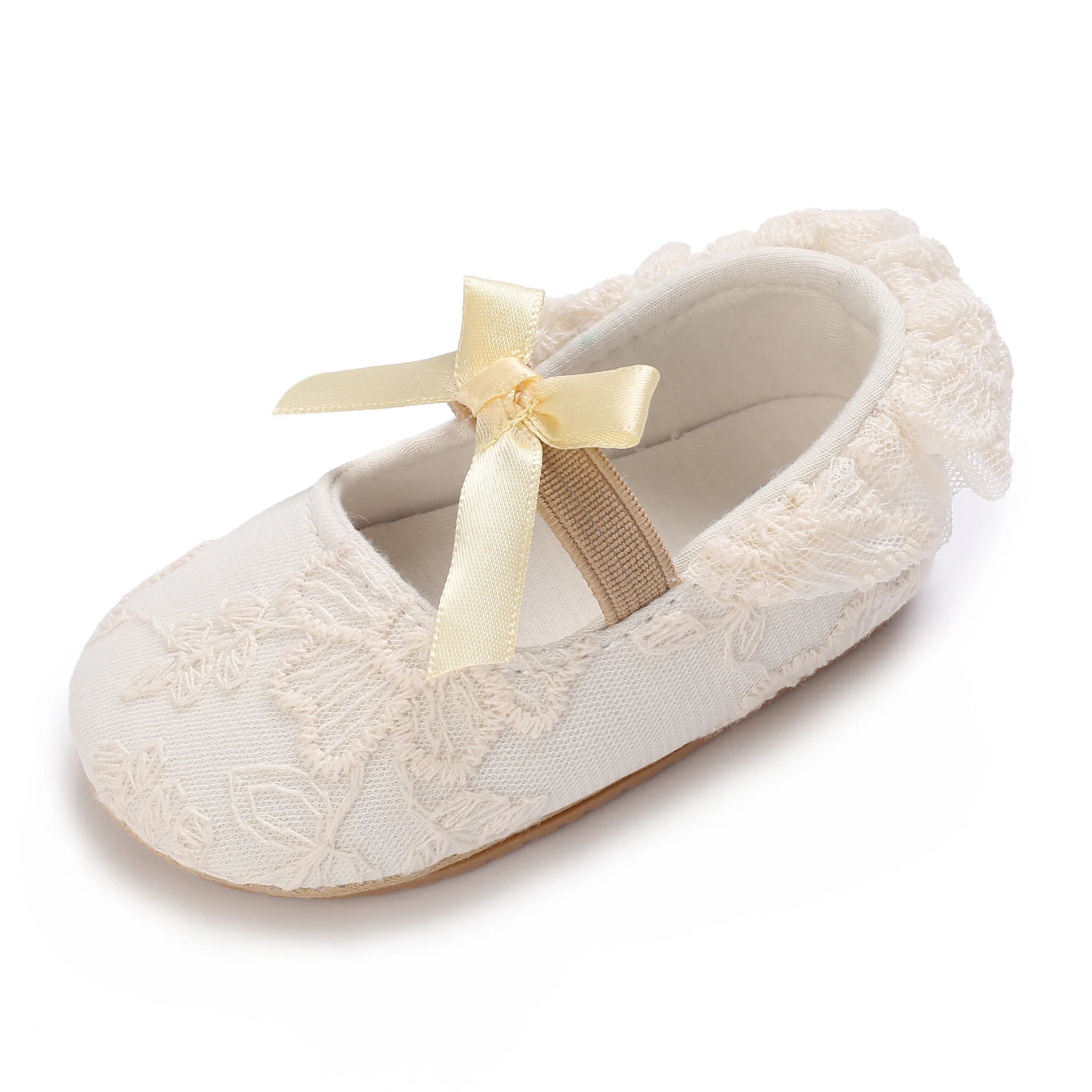 Chaussures Princesse Bébé Fille – Semelle Antidérapante, Dentelle & Nœud, 0-18 Mois