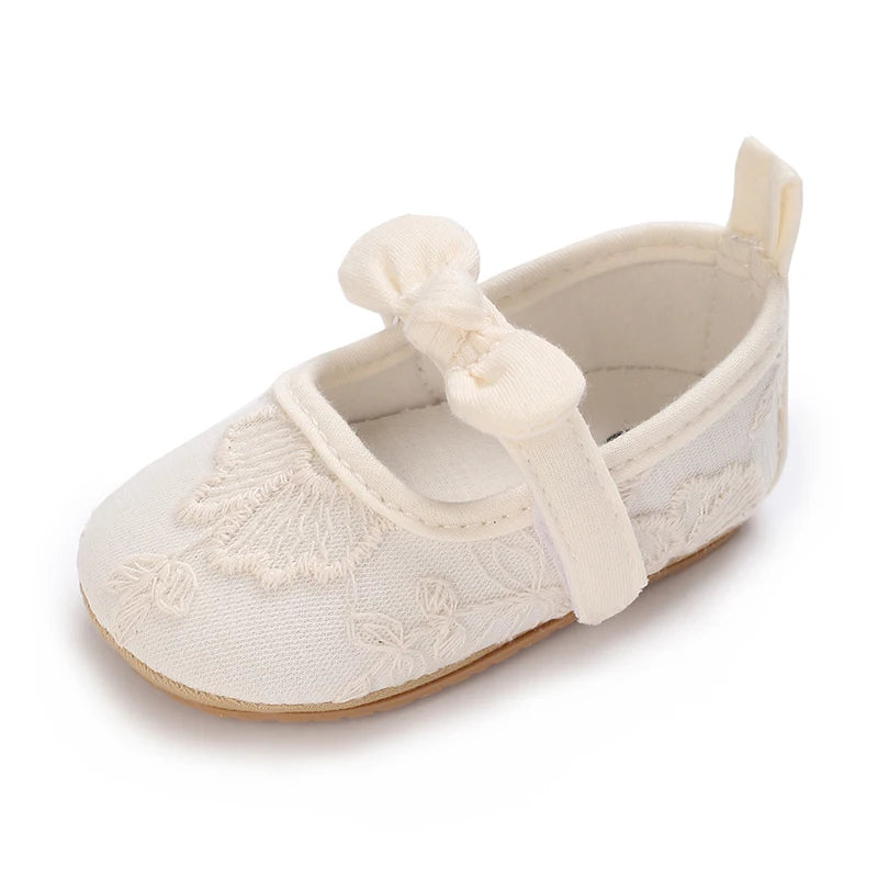 Chaussures Princesse Bébé Fille – Semelle Antidérapante, Dentelle & Nœud, 0-18 Mois