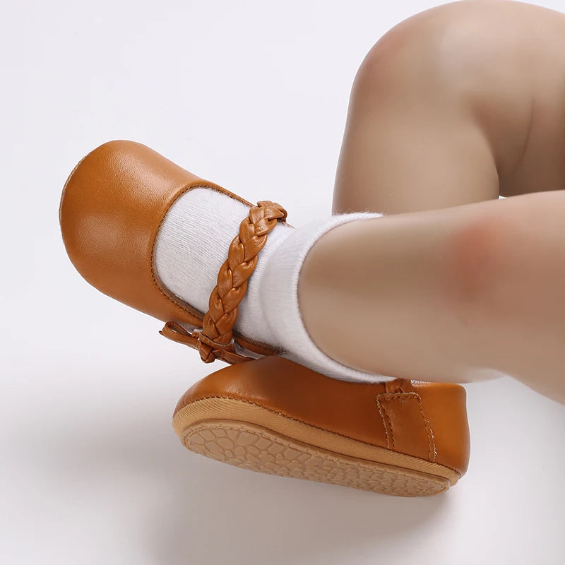 Chaussures Princesse Bébé Fille – Semelle Antidérapante, Dentelle & Nœud, 0-18 Mois
