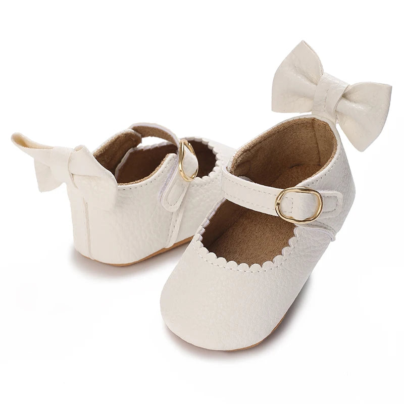 Chaussures Princesse Bébé Fille – Semelle Antidérapante, Dentelle & Nœud, 0-18 Mois