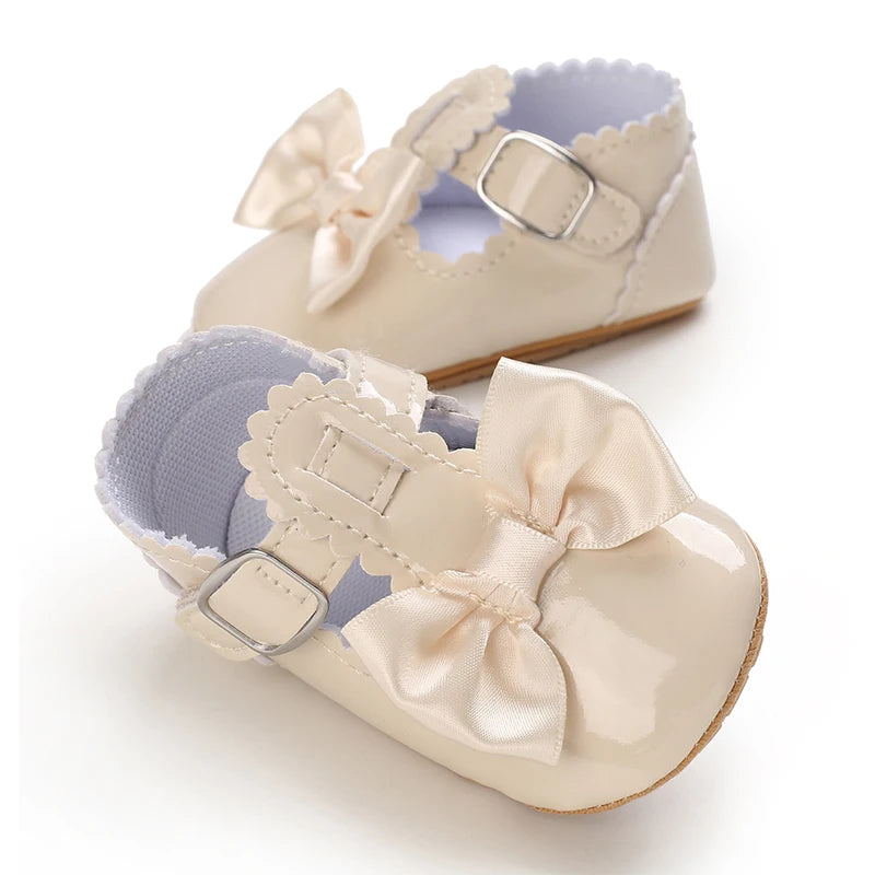 Chaussures Princesse Bébé Fille – Semelle Antidérapante, Dentelle & Nœud, 0-18 Mois