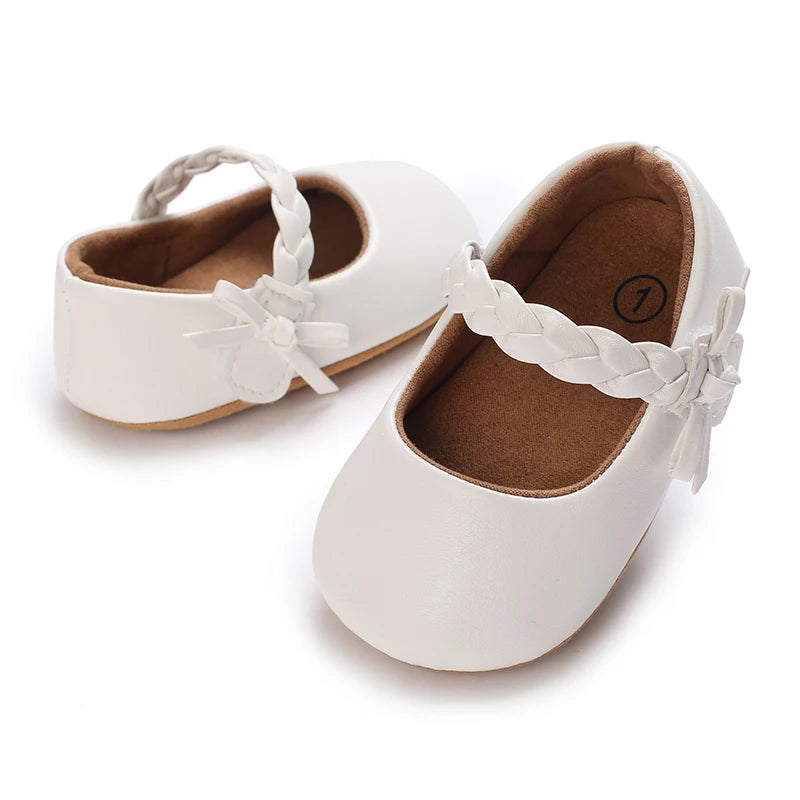 Chaussures Princesse Bébé Fille – Semelle Antidérapante, Dentelle & Nœud, 0-18 Mois