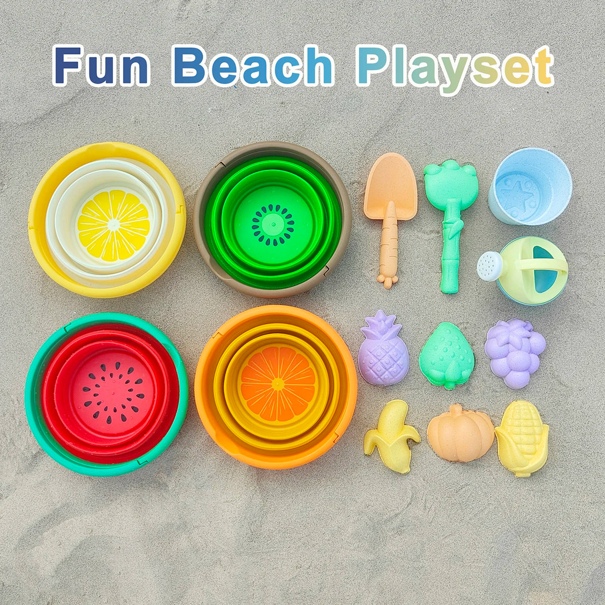 Set de Jouets de Plage Fruits – Seau, Pelle & Arrosoir pour Enfants