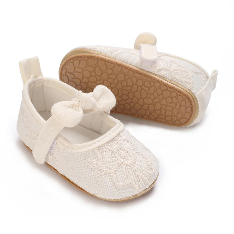 Chaussures Princesse Bébé Fille – Semelle Antidérapante, Dentelle & Nœud, 0-18 Mois