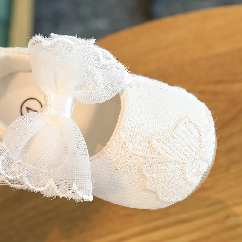 Chaussures Princesse Bébé Fille – Semelle Antidérapante, Dentelle & Nœud, 0-18 Mois