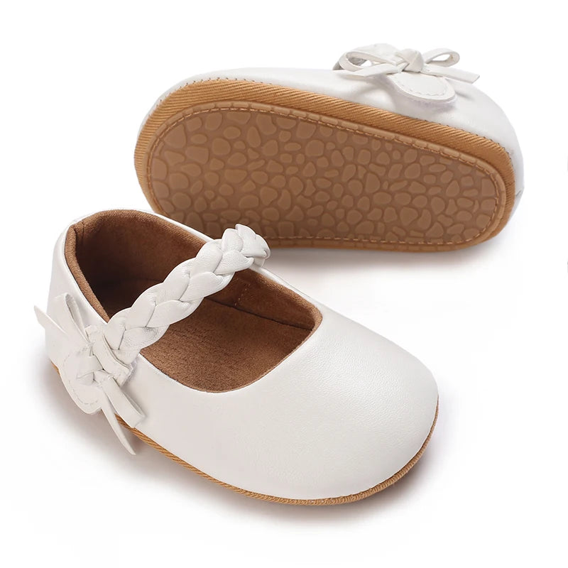 Chaussures Princesse Bébé Fille – Semelle Antidérapante, Dentelle & Nœud, 0-18 Mois