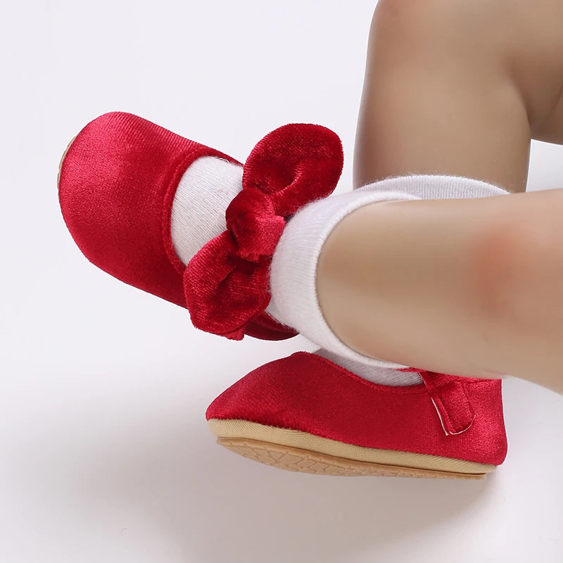 Chaussures Princesse Bébé Fille – Semelle Antidérapante, Dentelle & Nœud, 0-18 Mois