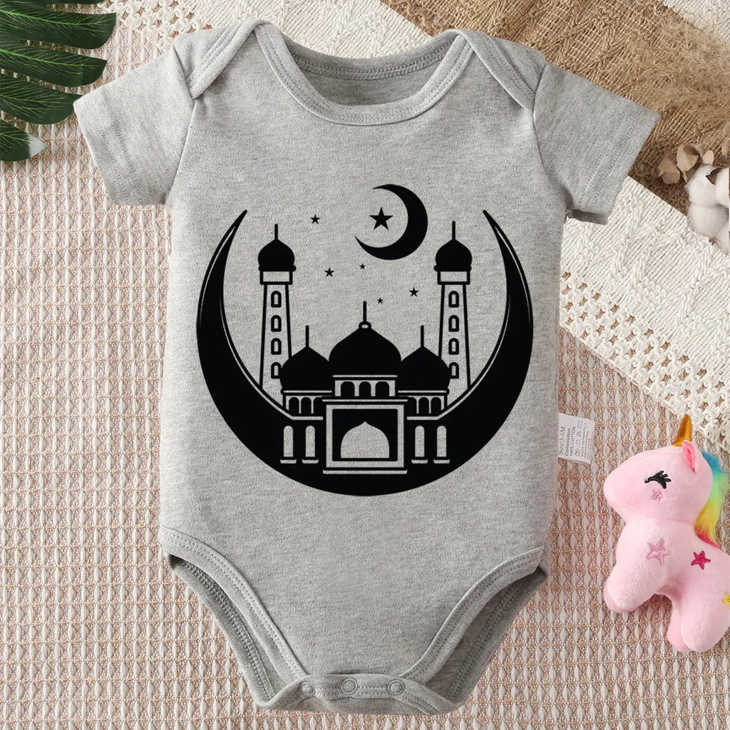 Body Bébé 100% Coton – Imprimé Lune Ramadan 0-12 Mois