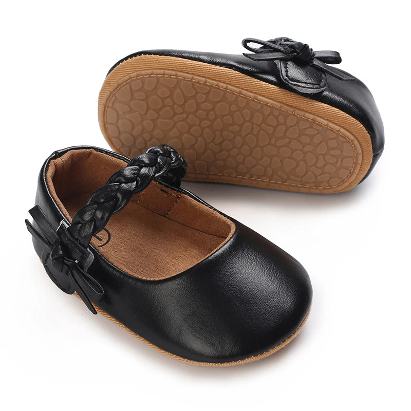 Chaussures Princesse Bébé Fille – Semelle Antidérapante, Dentelle & Nœud, 0-18 Mois